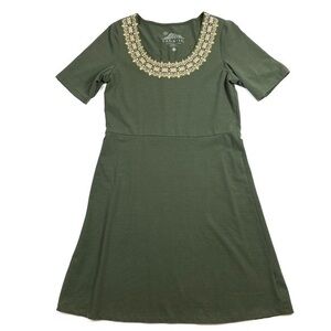 Sahalie Printed Trim Scoop Neckline Dress